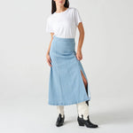 Faye Slip Skirt in Oceanic Blue