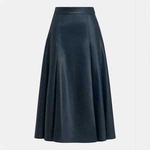 Geeuw Faux Leather Midi Skirt in Another Blue