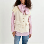 Geologic Sleeveless Jacket in Off White