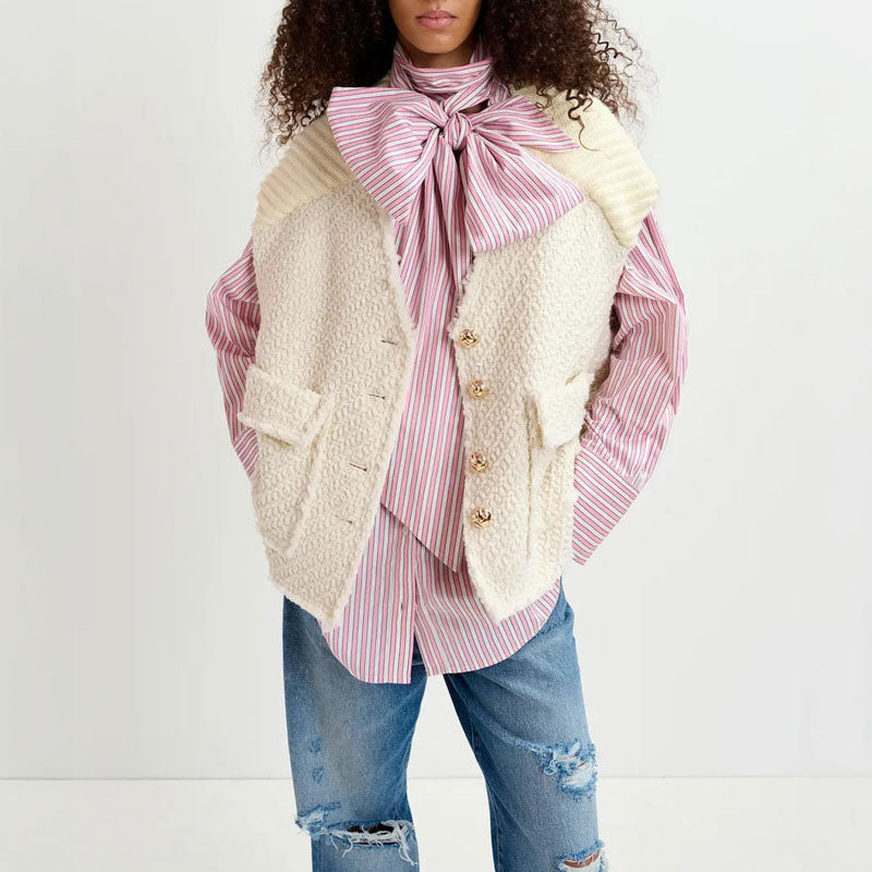 Geologic Sleeveless Jacket in Off White