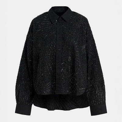 Gibra Full Sequin Shirt in Black