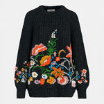 Glossy Embroidered Jumper in Black