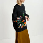 Glossy Embroidered Jumper in Black