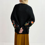 Glossy Embroidered Jumper in Black