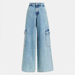 Gnome Flared Cargo Jeans in Another Blue