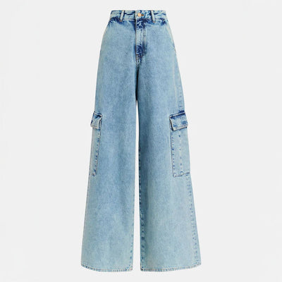 ESSENTIEL ANTWERP Gnome Flared Cargo Jeans in Another Blue