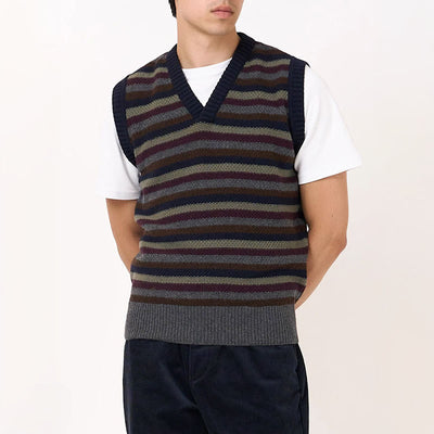 OLIVER SPENCER Graves V Neck Bryant Knitted Tank in Multi