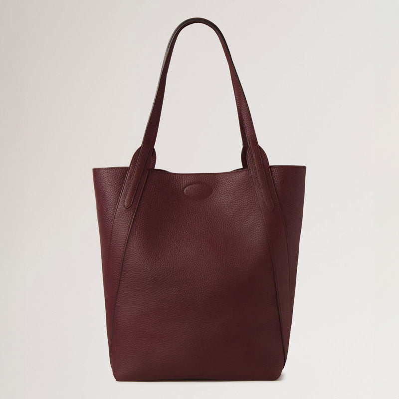 North South Bayswater Tote Heavy Grain Handbag in Black Cherry