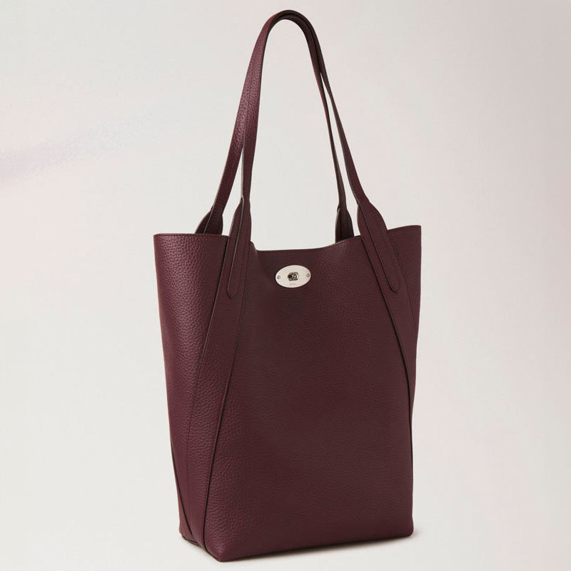 North South Bayswater Tote Heavy Grain Handbag in Black Cherry