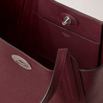 North South Bayswater Tote Heavy Grain Handbag in Black Cherry