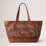 Large Woven Leather Tote in Vintage Oak