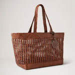 Large Woven Leather Tote in Vintage Oak