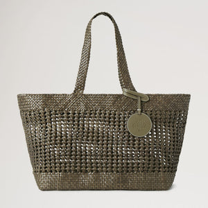 Large Woven Tote in Linen Green