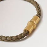 Iris Woven Leather Bracelet in Linen Green