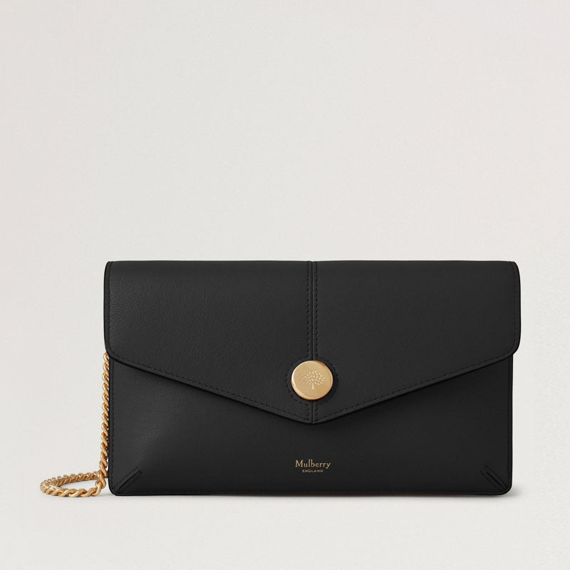 Press Stud Pochette on Chain MCG Bag in Black