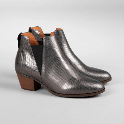 Ginny Low Heeled Boots in Smoke Metallic