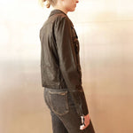 Grace Leather Biker Jacket in Black