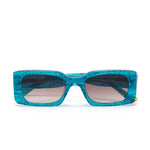 Grace Rectangle Sunglasses in Blue Glitter