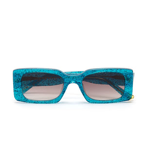 Grace Rectangle Sunglasses in Blue Glitter