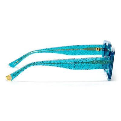 Grace Rectangle Sunglasses in Blue Glitter