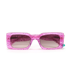 Grace Rectangle Sunglasses in Pink Glitter