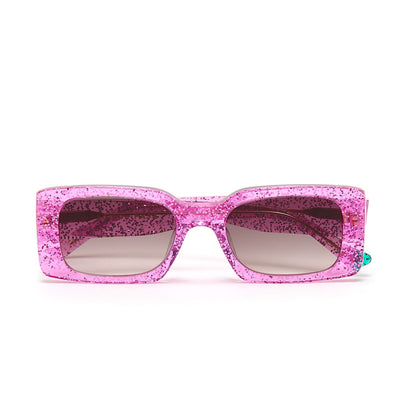 Grace Rectangle Sunglasses in Pink Glitter