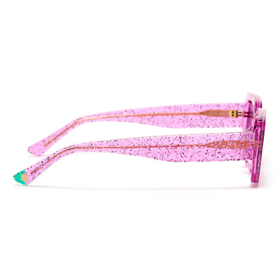 ZOE DE PASS Grace Rectangle Sunglasses in Pink Glitter