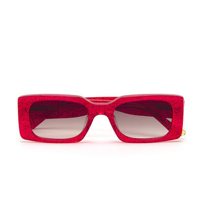 ZOE DE PASS Grace Rectangle Sunglasses in Red Glitter