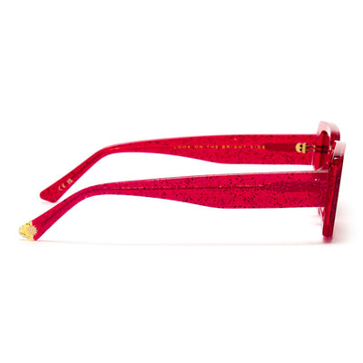 ZOE DE PASS Grace Rectangle Sunglasses in Red Glitter