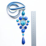 Grand Gypsy Necklace in Blue Mix with Multi Ribbon