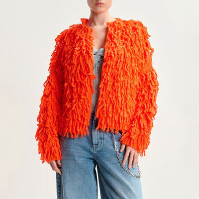 ESSENTIEL ANTWERP Hinwood Fringed Jacket in Chimique Fanta