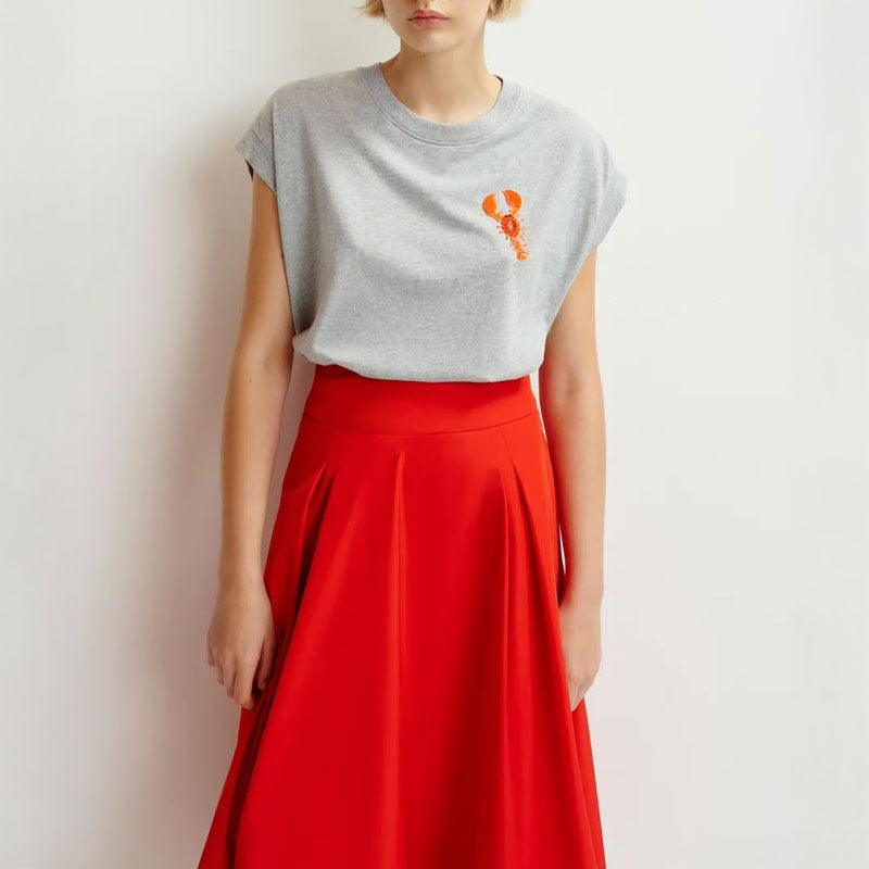 ESSENTIEL ANTWERP Hobster Embroidered T-Shirt in Nimbus Cloud