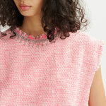 ESSENTIEL ANTWERP Honduras Rhinestone Trim Top in Combo2 Calypso Pink