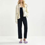 ESSENTIEL ANTWERP Hoops Cardigan with Bow in Sour Cream