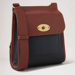 Small Antony Eco Scotchgrain Bag in Black/Cognac