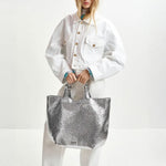 Hurry Faux Leather Shopper in Silver