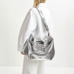 Hurry Faux Leather Shopper in Silver