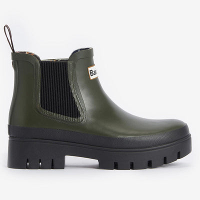 BARBOUR Halton Chelsea Welly Boots in Olive/Black