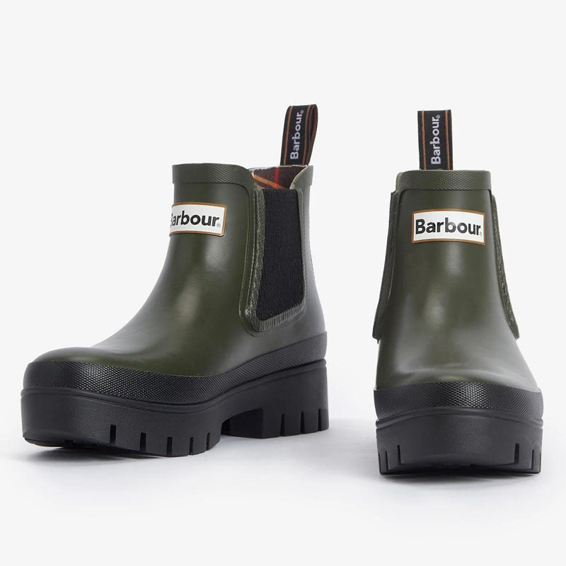 Halton Chelsea Welly Boots in Olive/Black