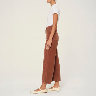 Hepburn Wide Leg High Rise Ankle Jeans in Terracotta