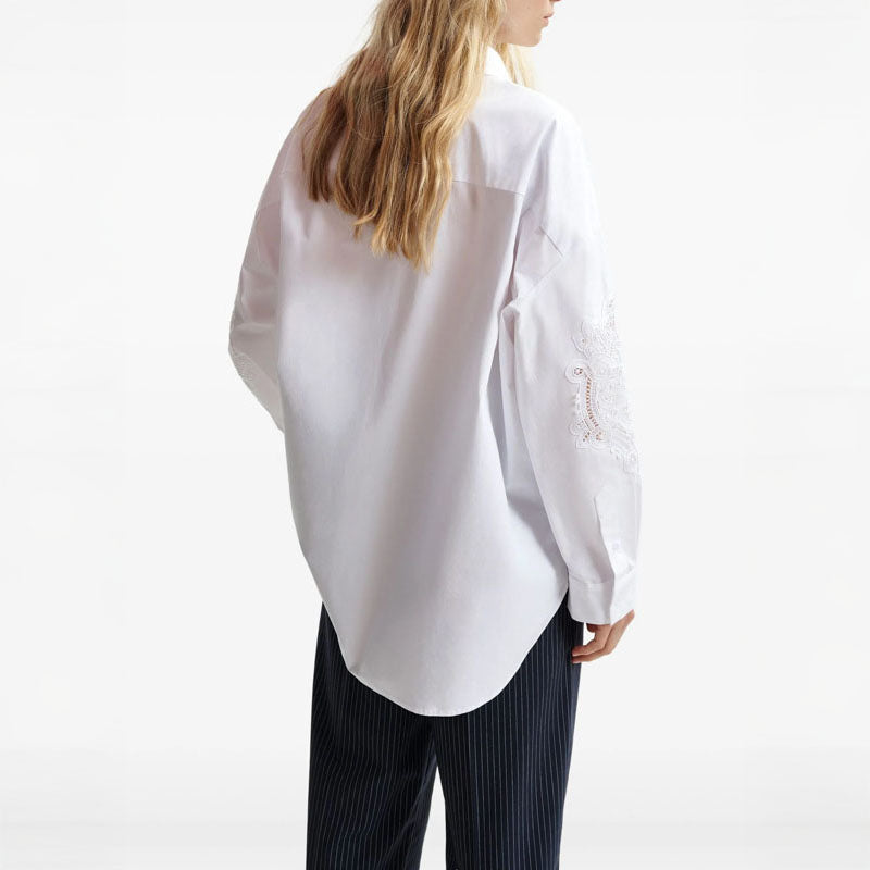 ESSENTIEL ANTWERP Hoofd Lace Panelled Shirt in White