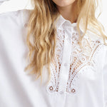 ESSENTIEL ANTWERP Hoofd Lace Panelled Shirt in White