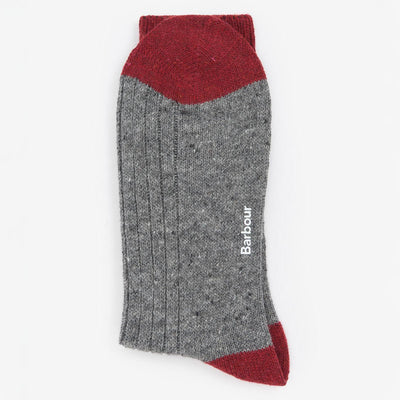 Houghton Socks in Mid Grey/Red