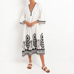 GREEK ARCHAIC KORI Feather Midi Dress in White/Black