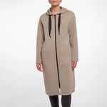 RINO & PELLE Invasion Long Hooded Coat in Dusty Khaki