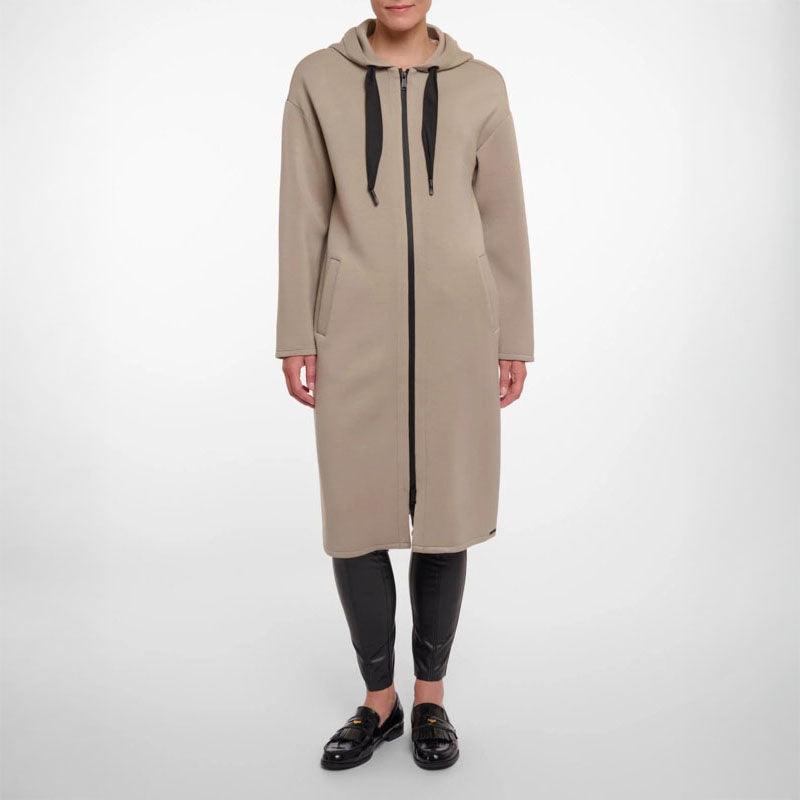 RINO & PELLE Invasion Long Hooded Coat in Dusty Khaki