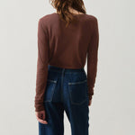 Jacksonville L/S V-neck Top in Brownie Vintage