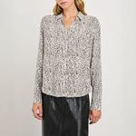 Josephine L/S Shirt in Charcoal Watercolour Cheetah