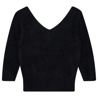 JUMPER1234 Brushed Vee Knit in Black