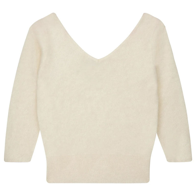 Brushed Vee Knit in Cream